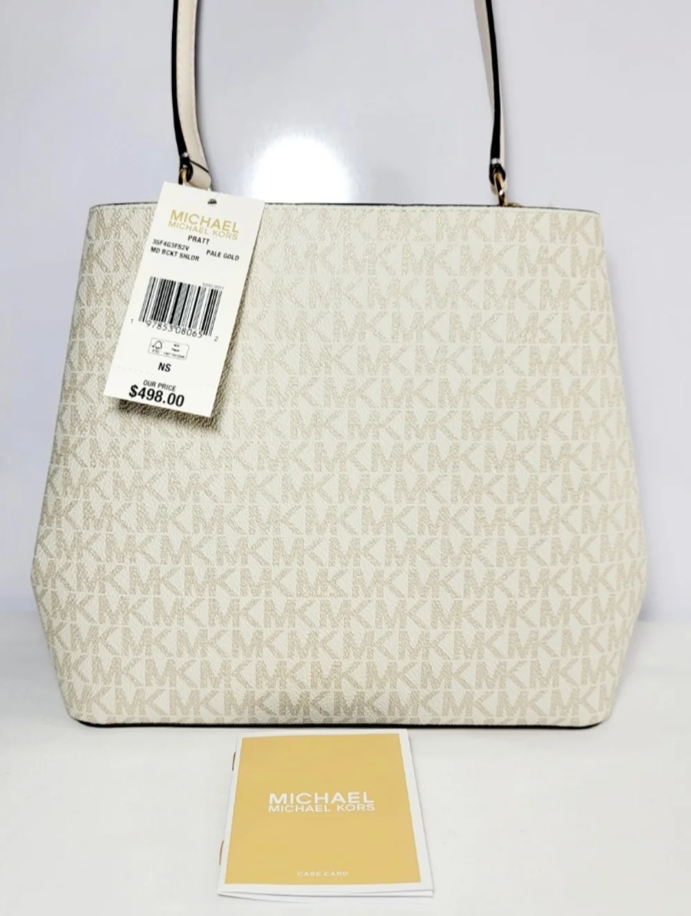 Michael Kors Pratt Medium MK Logo Bucket Shoulder Bag.
